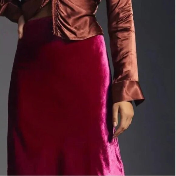 ⭐️ Fringed Velvet Boho Peasant Hipster Hippie Classy Chic Wedding Midi Skirt - Picture 4 of 6